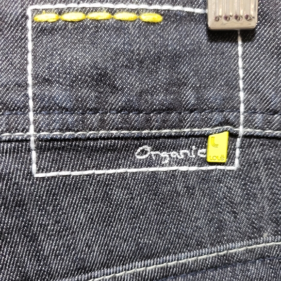 Lolé Organic Recycled Fibre Flared Leg Stretch Denim Yellow Threading S-12 NWOT - Picture 5 of 10